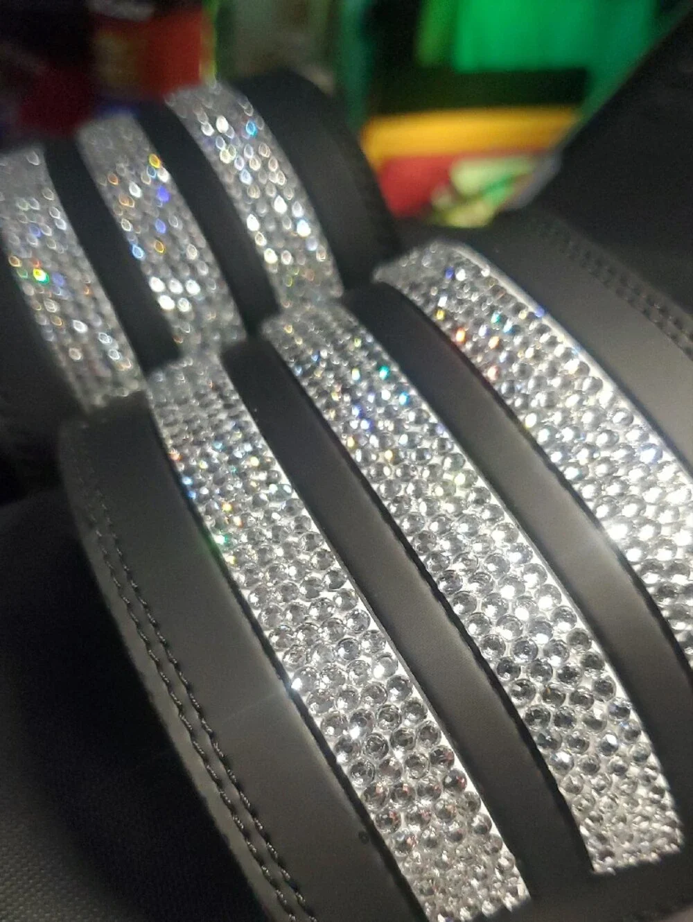 Adidas Black Rhinestone Slide Sandals for Women